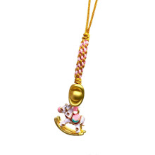 Lanière de téléphone en métal léger en forme de cheval à bascule, porte-clés décoratif pour clés et sacs à dos, accessoire multifonctio