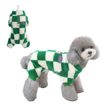 Pyjama pour petite chienne, pull d'hiver avec anneau pour laisse, vêtements chauds en polaire pour chiot (vert)