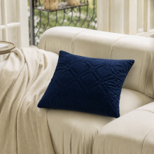 (Pack of 1, Diamond Velvet Cushion Navy) Luxury Velvet Filled Cushions Pack of 1, 2 & 4 Quilted Cushion Pads