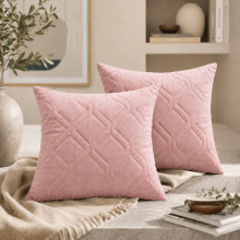 (Pack of 2, Diamond Velvet Cushion Pink) Luxury Velvet Filled Cushions Pack of 1, 2 & 4 Quilted Cushion Pads