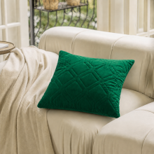 (Pack of 1, Diamond Velvet Cushion Emerald) Luxury Velvet Filled Cushions Pack of 1, 2 & 4 Quilted Cushion Pads