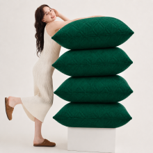 (Pack of 4, Diamond Velvet Cushion Emerald) Luxury Velvet Filled Cushions Pack of 1, 2 & 4 Quilted Cushion Pads