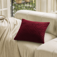 (Pack of 1, Diamond Velvet Cushion Burgundy) Luxury Velvet Filled Cushions Pack of 1, 2 & 4 Quilted Cushion Pads