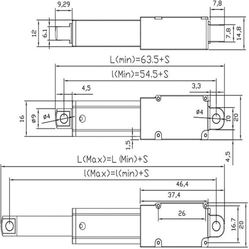 12V DC Electric Linear Actuator 50mm Stroke 96N Force Small Size High Thrust Lift Rod 9.5mm/s 2