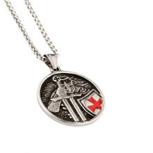 Heren punk ketting met vintage amulet hanger, verstelbare ketting, roestvrijstalen textuur, geschikt voor dagelijks gebruik.