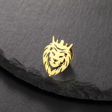 Löwenkrone-Anstecknadel mit Tiermotiv für Damen und Herren, Edelstahl, Anzugkragen-Abzeichen, Schmuck, neues trendiges Geschenk