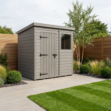 6x5 Pent Composite Shed Tanalised (Single Door, With Windows)