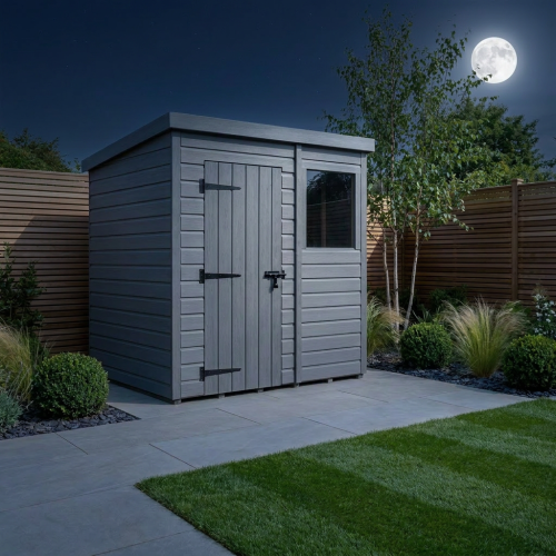 6x5 Pent Composite Shed Tanalised (Single Door, With Windows) 2