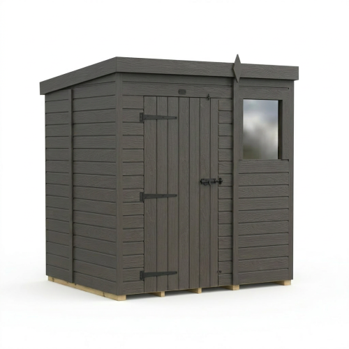 6x5 Pent Composite Shed Tanalised (Single Door, With Windows) 1