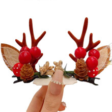 Diadema de astas para Navidad, Halloween, Bosque, Corona de flores, Diadema de astas para orejas, Accesorios para niñas adultas