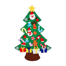 Diversión festiva: Árbol de Navidad de fieltro para armar con adornos desmontables, atractivas decoraciones para colgar en la pare
