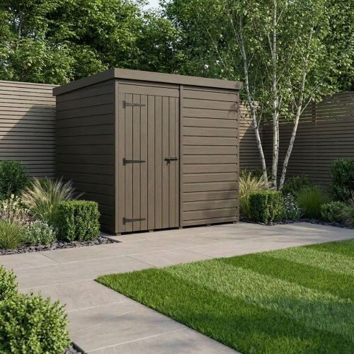 7x5 Pent Composite Shed Tanalised (Single Door, No Windows)