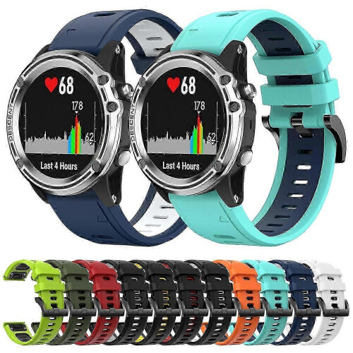 Συμβατό με το δίχρωμο λουράκι σιλικόνης Garmin Quatix 5 Sapphire 22mm για αθλητι