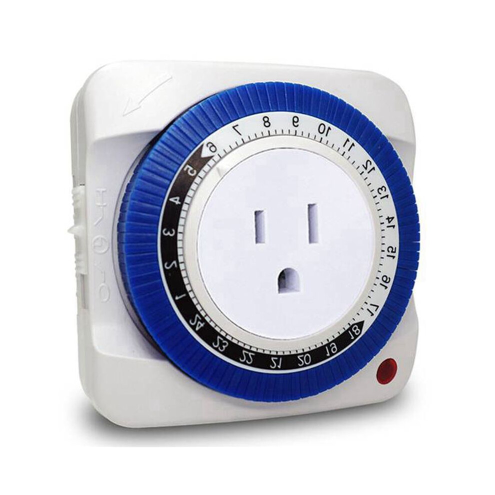 2X 24 Hour Timer Socket Mechanical Program Timer  Socket 125v Wall Outlet Protector  Saveing(US Plug)