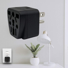 3X US Travel Plug Adapter EU/UK/AU/In/CN/JP/Asia/Italy/Brazil to USA (Type B), 3 Prong USA Plug, Charger Converter Black