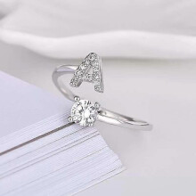 Anelli regolabili con 26 lettere e strass scintillanti, nuova moda, iniziale AZ, anello apribile per donna, gioiello con ciondolo,