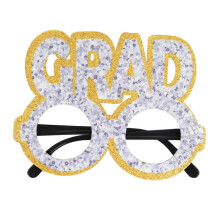 Occhiali da laurea decorati, cornice con paillettes per foto della classe 2024, occhiali di plastica eleganti per congratulazioni