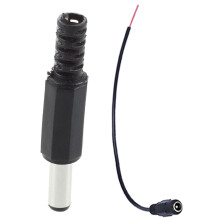 20Pcs Black 2.5 x 5.5Mm Power Male Plug Jack Adapter & 10Pcs 12V Power Plug Female Jack Plug Connector Cable