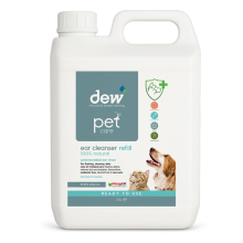DEW Pet Ear Cleanser Fast Acting 100 percent Mineral Ear Rinse for Dogs and Cats refill 2.5 Litre