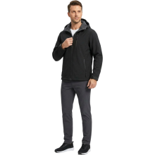 Chaqueta Softshell para Hombre con Capucha Impermeable Acolchada Cómoda Negra S — cortavientos hombre montaña
