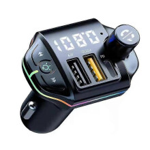 Car Bluetooth 5.0 FM Transmitter with 2 USB Ports Wireless Radio Adapter Black