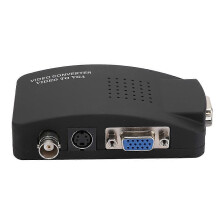 BNC S-Video To VGA HD Converter Adapter For PC Monitor EU Plug