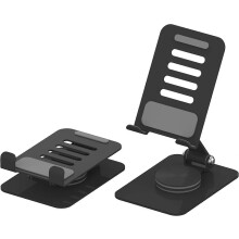 360 graders roterende sammenleggbart stativ, høyde- og vinkeljusterbart skrivebord, kontortelefon, iPad, nettbrett, 4-10" svart