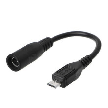 Adattatore impermeabile da connettore femmina di alimentazione CC da 5,5x2,1 mm a connettore maschio Micro USB.
