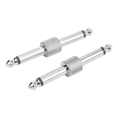 Sølv 2 stk. 6,35 mm gitarpedal støyreduserende effektkobler adapterkontakt konversjonsplugg