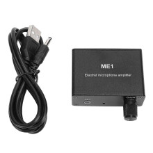 ME1 3.5mm Electret Condenser Microphone Preamplifier Adjustable Gain 0-20dB Headphone Sound Amp