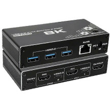 K1 4K 120Hz KVM-svitsj 2-porters HDMI 2.0b USB-C HDCP 2.3 RJ45 3-porters USB 3.0-hubadapter
