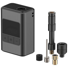 Pompe à air rechargeable avec 4 embouts réglables, idéale pour matelas gonflable de piscine ou camping (noir).