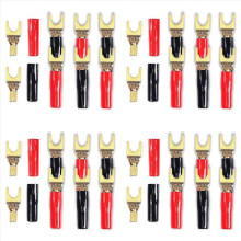 32 Pcs 45 Degree Gold Plated U Fork Y Spade Plug for Speaker Wire