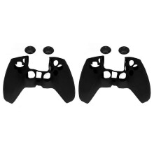 2Pcs Ergonomic Soft Silicone Anti-Slip Dustproof Handle Sleeve for PS5 Controller Black