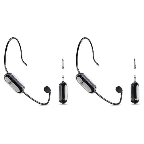 2Pcs 2.4G Wireless Microphone Headset 30M Range for Amplifier Karaoke Teaching Speech