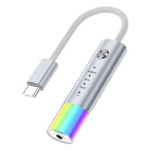 Adattatore MH657B da Type-C a 3,5 mm, convertitore audio HiFi a 4 modalità con controllo in linea e luce RGB.
