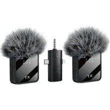 Wireless Lavalier Mic for Camera Android iOS Reverb Noise Reduction Podcast Video Recording