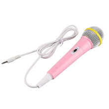 Kids Wired Mic 3.5mm Low Distortion Portable Karaoke Singing Toy for Family Party Pink