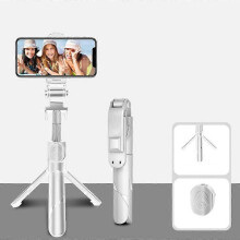 Bluetooth Hvit XT02 360 Roterende Multifunksjonelt Innfellbart Selfiestangstativ for Direktesendt TV-drama