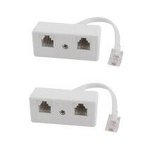 2X RJ11 6P4C hane till dubbel hona telefonlinjesplitteradapterkontakt