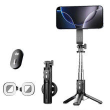 P08Y Pro F2 Reise Selfiestang Stativ Mini MagSafe Telefonstativ med Fjernkontroll og Fylllys