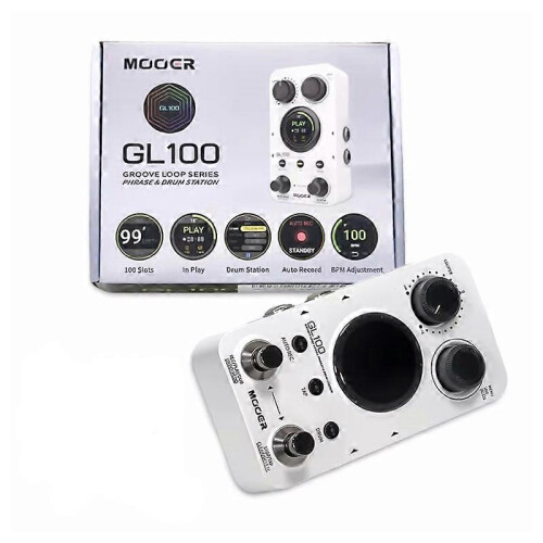 Pedale effetti per drum machine GL100 con registrazione automatica e time stretching, touchscreen da 1,3 pollici.