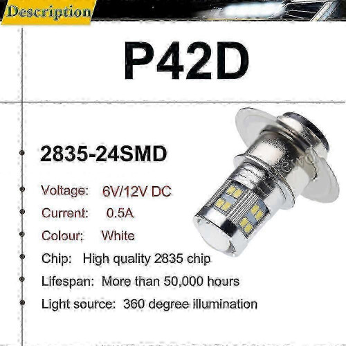 τεμάχιο P42d 6v/12v LED λάμπα προβολέα μοτοσικλέτας υψηλής/χαμηλής δέσμης, π 1