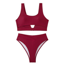 Costume de baie pentru femei, talie înaltă, culoare solidă, costume de baie din două piese, costume de baie de vară