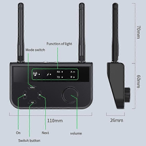 Adattatore ricevitore musicale AUX Bluetooth 5.3 2 in 1 B39 per TV e computer 2