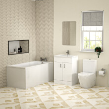 Nes Home Bathroom Suite 600mm Floorstanding Vanity With Toilet and 1400mm Bathtub