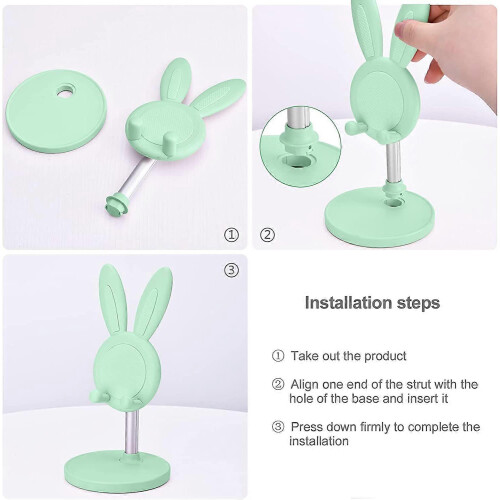 Bunny Phone Stand Quick Adjust Angle Height Desk Case Friendly All Phone iPad Kindle 2