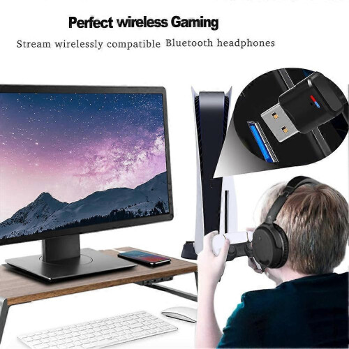 Wireless BT5.3 Audio Transmitter for PS5 PS4 TV Computer Headset Driver-Free Adapter 1