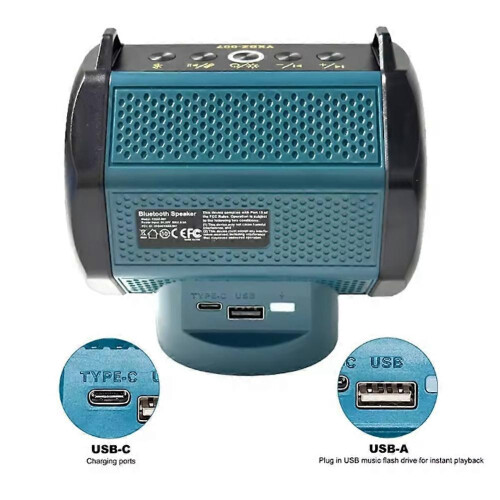 Bluetooth Speaker Compatible with Makita 18-20V Battery USB Type-C Charging Portable Amplifier Player 2