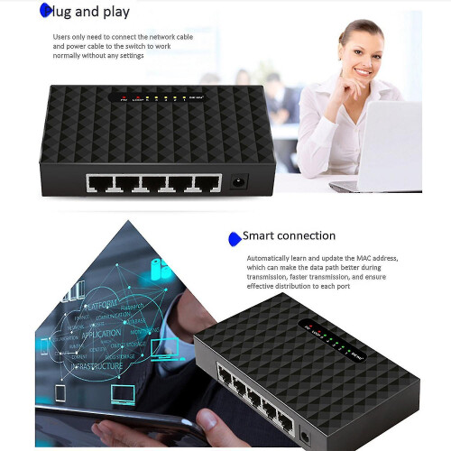 Switch Hub Ethernet Smart VLAN a 5 porte Full Half Duplex Exchange 2